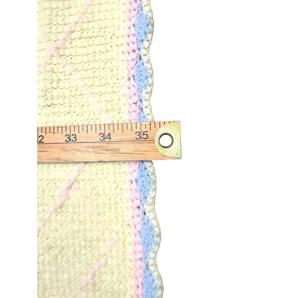Vintage‎ Crochet Baby Blanket Teddy Bear Pastel Nursery Afghan Handmade 35